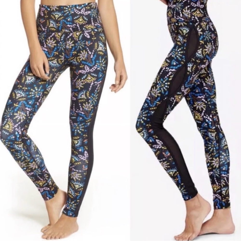 Free People Movement Liza Illusion Mesh Quick Dry High Rise Floral Legging